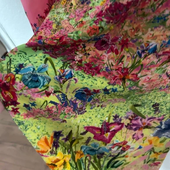 Vibrant Lime & Pink Ombre Maxi Dress,bidet and 100% silk - Picture 13 of 14